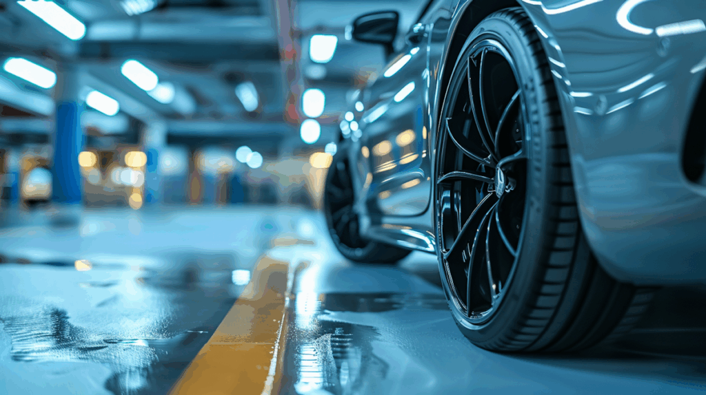 A car in a modern garage