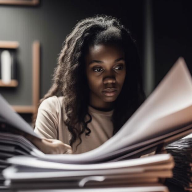 black woman reviewing legal paperwork