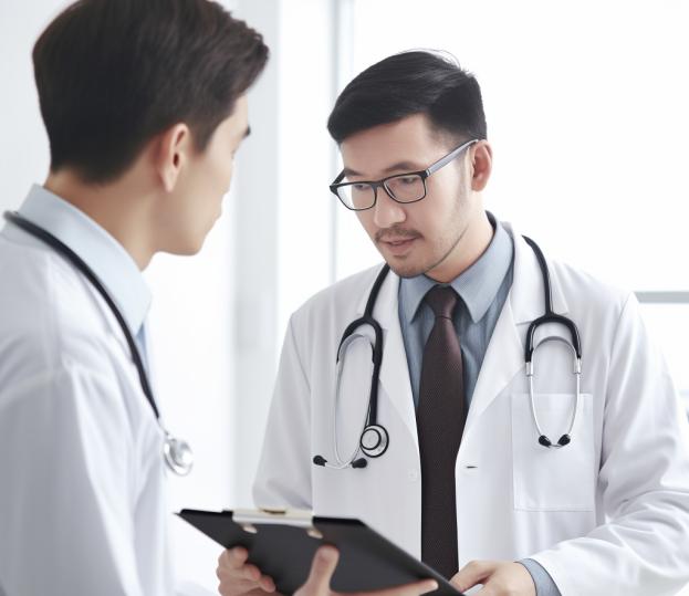 young doctors talking to each other