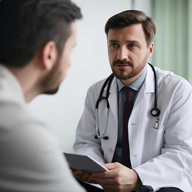 Doctor talking to male patient