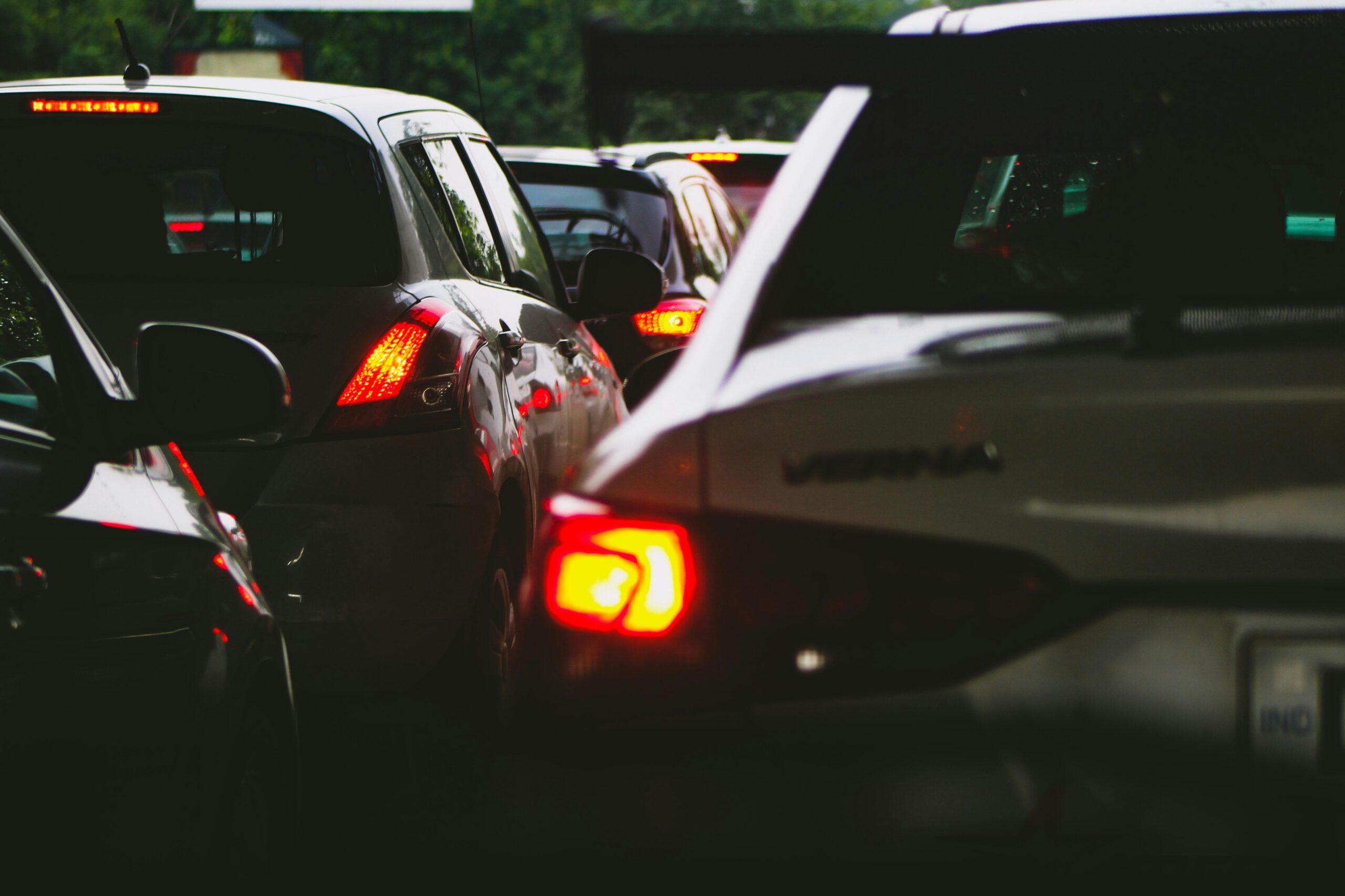 bumper to bumper traffic at night