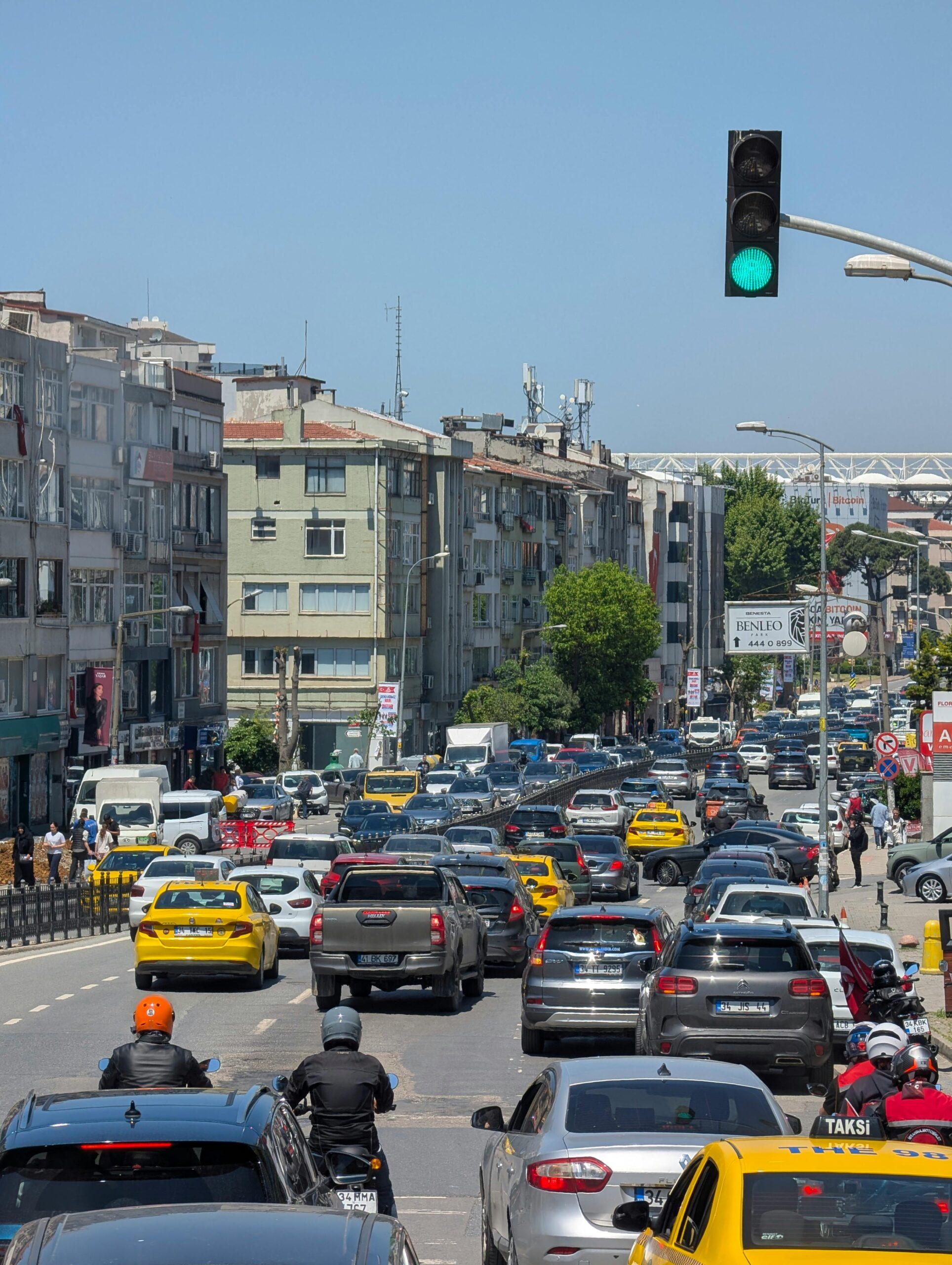 cars stuck in traffic