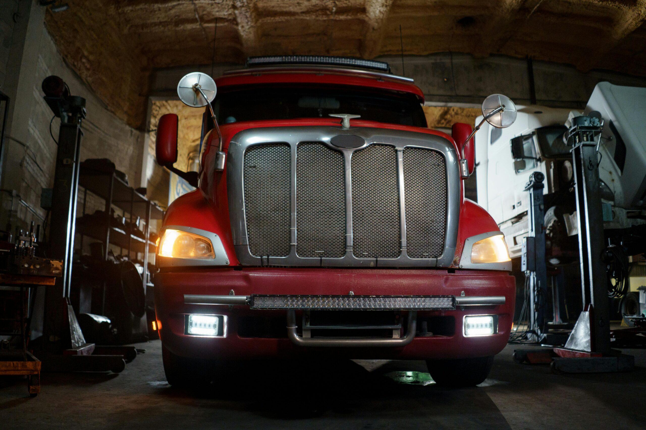 commercial truck in a garage
