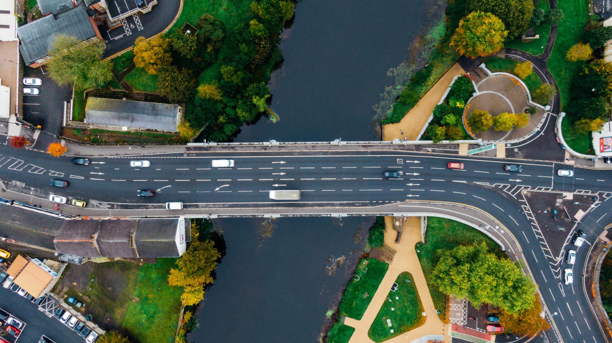 overhead view of traffic