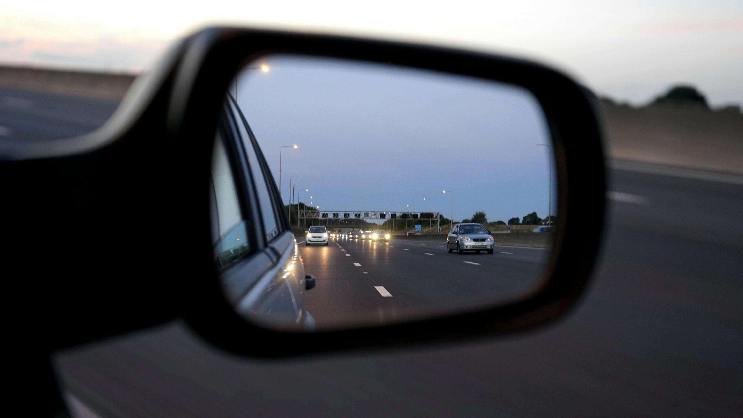 cars in rearview mirror