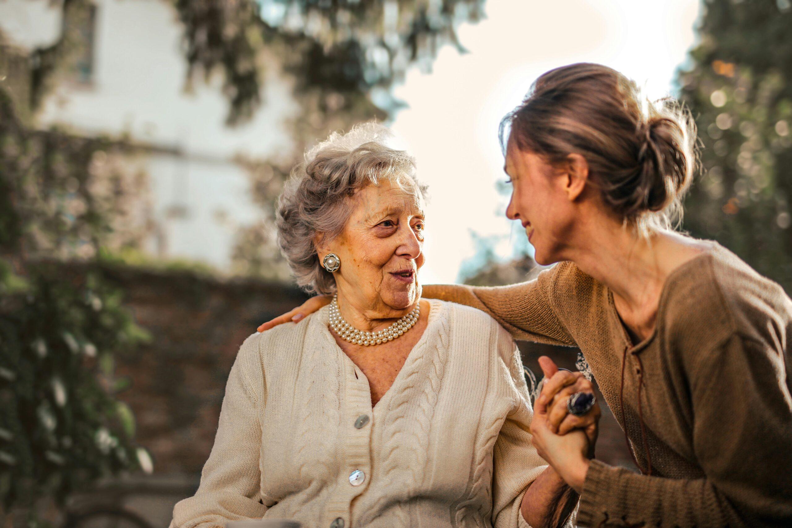 woman talking to her mom