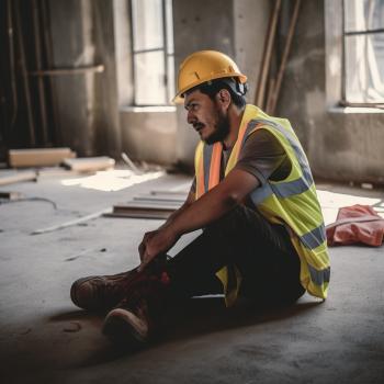 latino man injured on the floor of his construction site