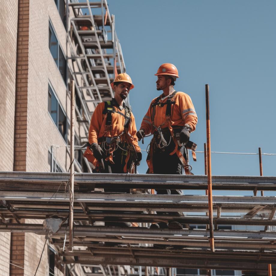 construction men standing on a scaffold